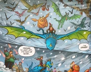 Kettil's scarf is red and the Dragon appears very similar to Stormfly; Kettil is returning with the Dragons to save the village