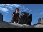 Hiccup and Toothless watching Astrid train the Dragon Riders' Auxiliary