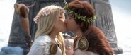 Astrid and Hiccup kiss during their wedding