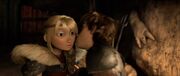 Hiccup kissing Astrid on the cheek