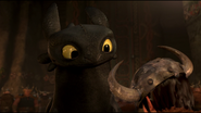 Toothless having given Hiccup back his helmet