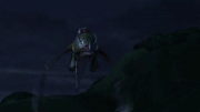 Skullcrusher uses its fire and head to ram a huge seastack.gif