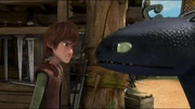 Hiccup and Toothless glare at each other