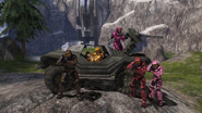 Red Team (From Left to Right: Chupathing (the Jeep), Lopez, Grif, Simmons, Sarge, Donut)