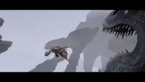 Беззубик спасает Астрид от Красной Смерти.gif