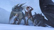 Astrid and Hiccup as the snow wraith starts up a storm