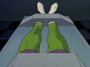 Her legs become green and muscular