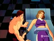 Bruce giving a blood transfusion to Jennifer, not knowing what it will do to her in the long run