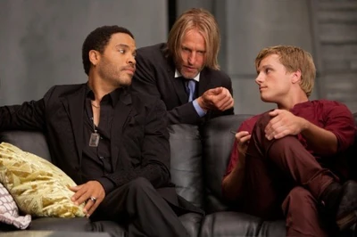 Haymitch avec Peeta et Cinna