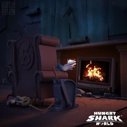 Mr. Snappy sitting in an armchair, with his face turned away