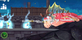 Sharknarok's Awaken the Thunder ability, releasing vertical lightning strikes on any living prey it detects.