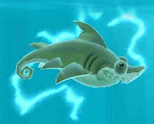 Franz just ate an enemy Electro Shark…