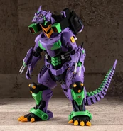 A Mechagodzilla figure colored like Eva Unit-01, which looks similar to Mecha Sharkjira