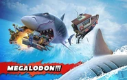 Another promotional image for the Megalodon, showing her eating a entire Small Fishing Boat.