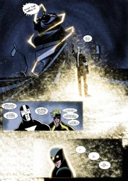 Energize demonstrates his powers capturing the villain .  Art by Nepath.