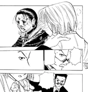 Leorio calming Kurapika's rage against Chrollo