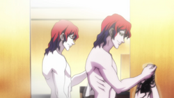 HxH2011 EP32 Hisoka removes his fake tattoo