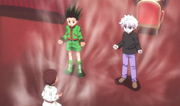 Gon, Killua y Zushi practicando Ren