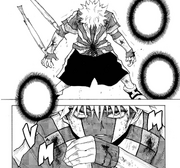 Chap 239 - Killua enduring the barrage of fish darts