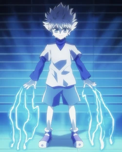 Killua showcases his electric aura