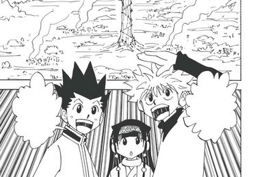 gon freecss, leorio paladiknight, and ging freecss (hunter x hunter) drawn by salgu