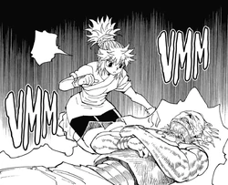 Machi seeing Hisoka's post-mortem Nen