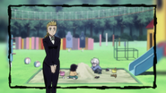 Mitsuba in the playroom with Killua and Alluka