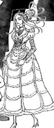 Camilla con un vestido elegante.