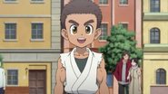 Zushi smiles as Gon and Killua greet him