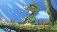 Gon tries to catch the Master of the Swamp