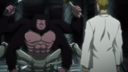 Phinks faces against the gorilla-looking Chimera Ant