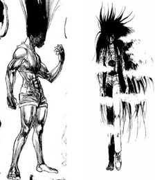 Gon's (left) and Yusuke's (right) transformation