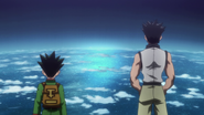 Gon and Ging viewing the scenery atop the tree