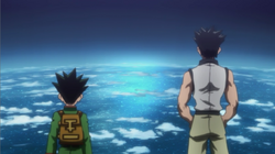 Gon and Ging view atop the tree
