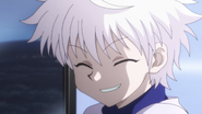 Killua laughs when Gon immediately believes his story