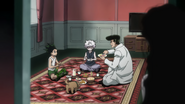 Gon and Killua eat together with Knuckle