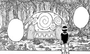 Pairo waits beside the place where Kurapika and the Elder talk