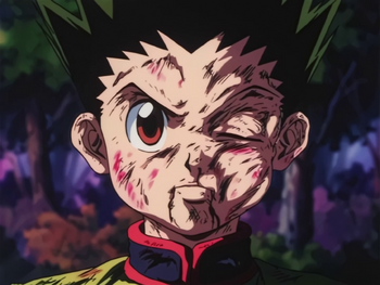 HxH99 EP34 RM Gon after taking Canary's hits