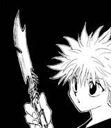 Killua holding a Ben's knife