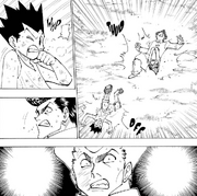 Chap 208 - Knuckle shocked that Gon would use Jajanken as a feint