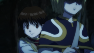 Pairo and Kurapika riding back to village close up