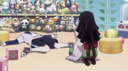 Killua playing dead with Alluka