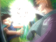 Genthru blows off one of Gon's hands