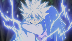 Killua activating Godspeed