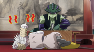 Komugi collapses before the King