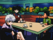 Killua and Gon talk to Anita