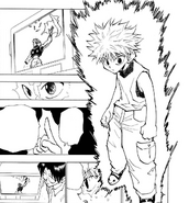 Chap 57 - Killua using Gyo to see Hisoka's aura