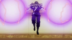 Silva preparing to finish Chrollo off with his ability