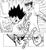 Chap 207 - Gon fearlessly charging up Rock in front of Knuckle