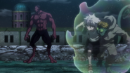 Killua and Meleoron escaping from Menthuthuyoupi